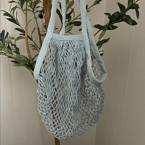 Sky Blue Knit Grocery Tote